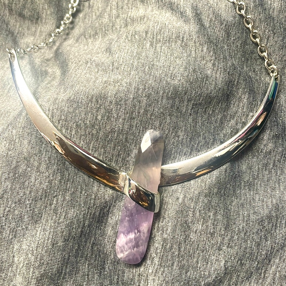 Silver, amethyst, necklace. Robert Lee Morris is the designer